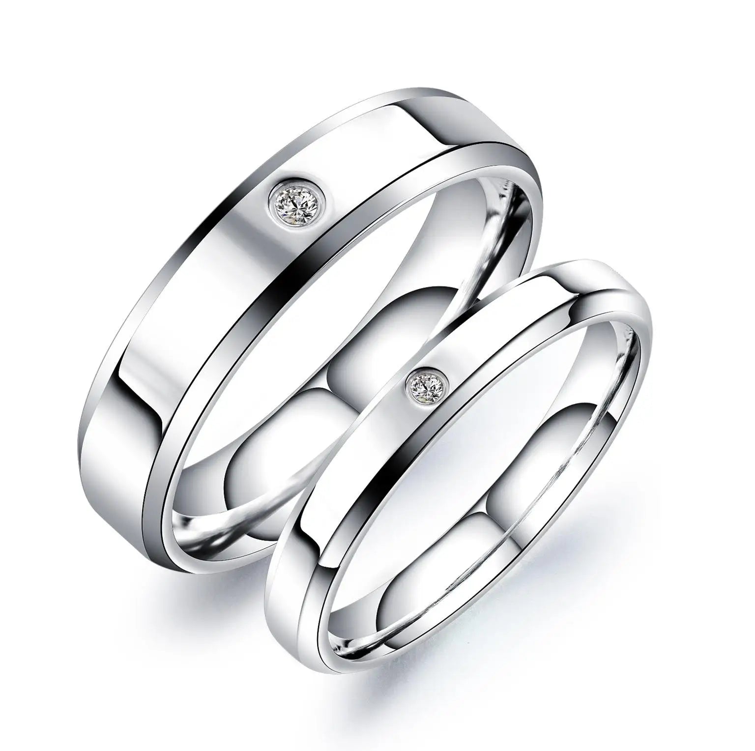 Wholesale Bulk Promise Fashion Stainless Steel Zircon Bead Charm Couple Finger Ring Set Jewelry Rings Jewelry Design
