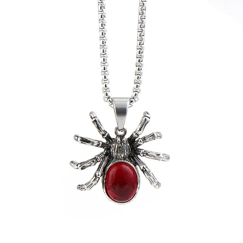 European Men Jewelry Necklace Hiphop Stainless Steel Necklace Aggressiveness Spider Skull Pendant Necklace