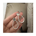 Luxury 925 Sterling Silver Oval Round Natural Stone Drop Earrings for Women Gifts Fine Jewelry