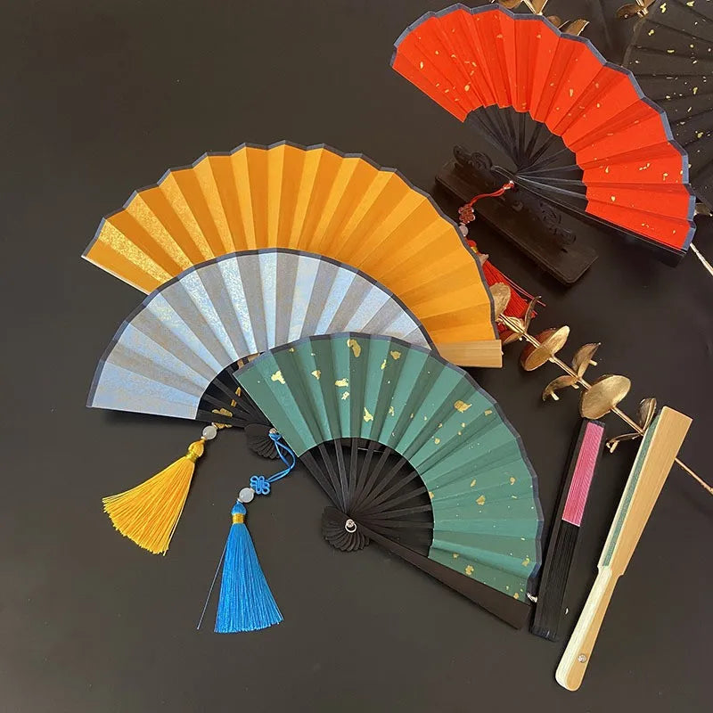 Cute 4-Inch Bamboo Folding Hand Fan Mini Chinese Traditional Style with Carved Love Portable for Kids with Tassel