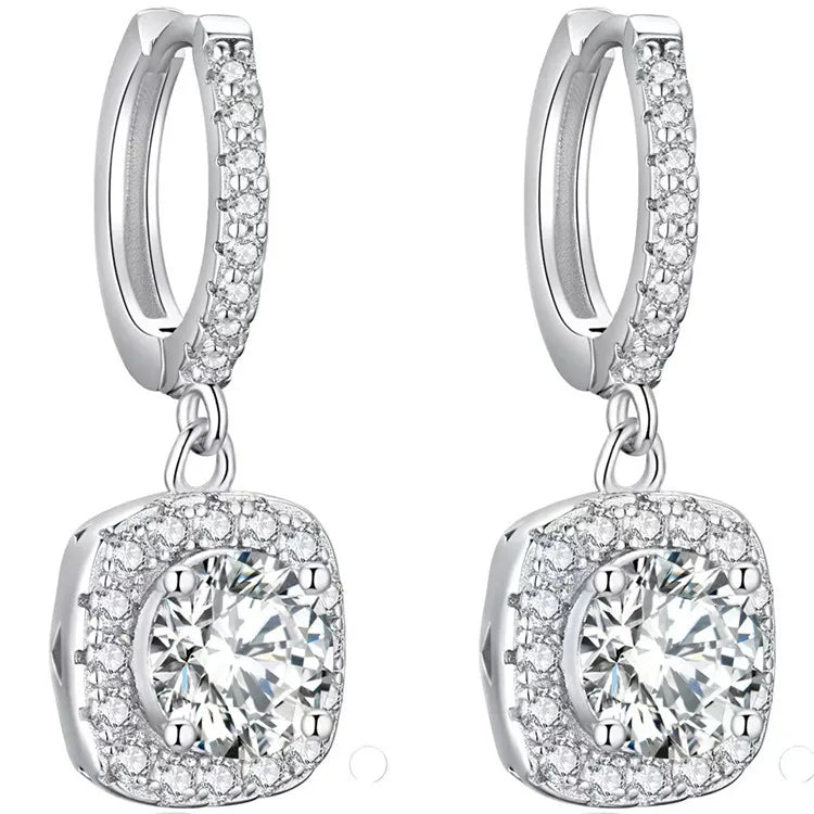 Simple Fine Jewelry Bling 925 Silver 1 2 4 3 Carat Drop D VVS Moissanite Diamond Earring with Gra Certificate for Girls
