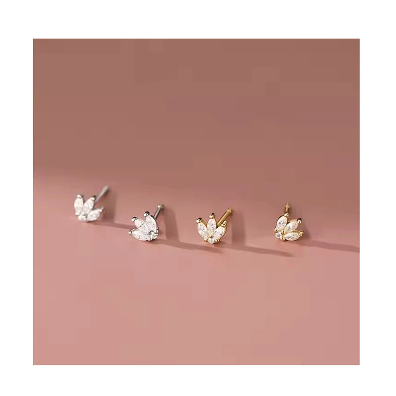 2024 Newest Style S925 Sterling Silver Zircon Clover Stud Earrings for Women Jewelry Accessories YB-XY-053