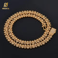 NUOYA Luxury 11MM Iced Out Diamond Link Chain Gold Plated Cross Bling Zircon Necklace Hip Hop Fine Jewelry