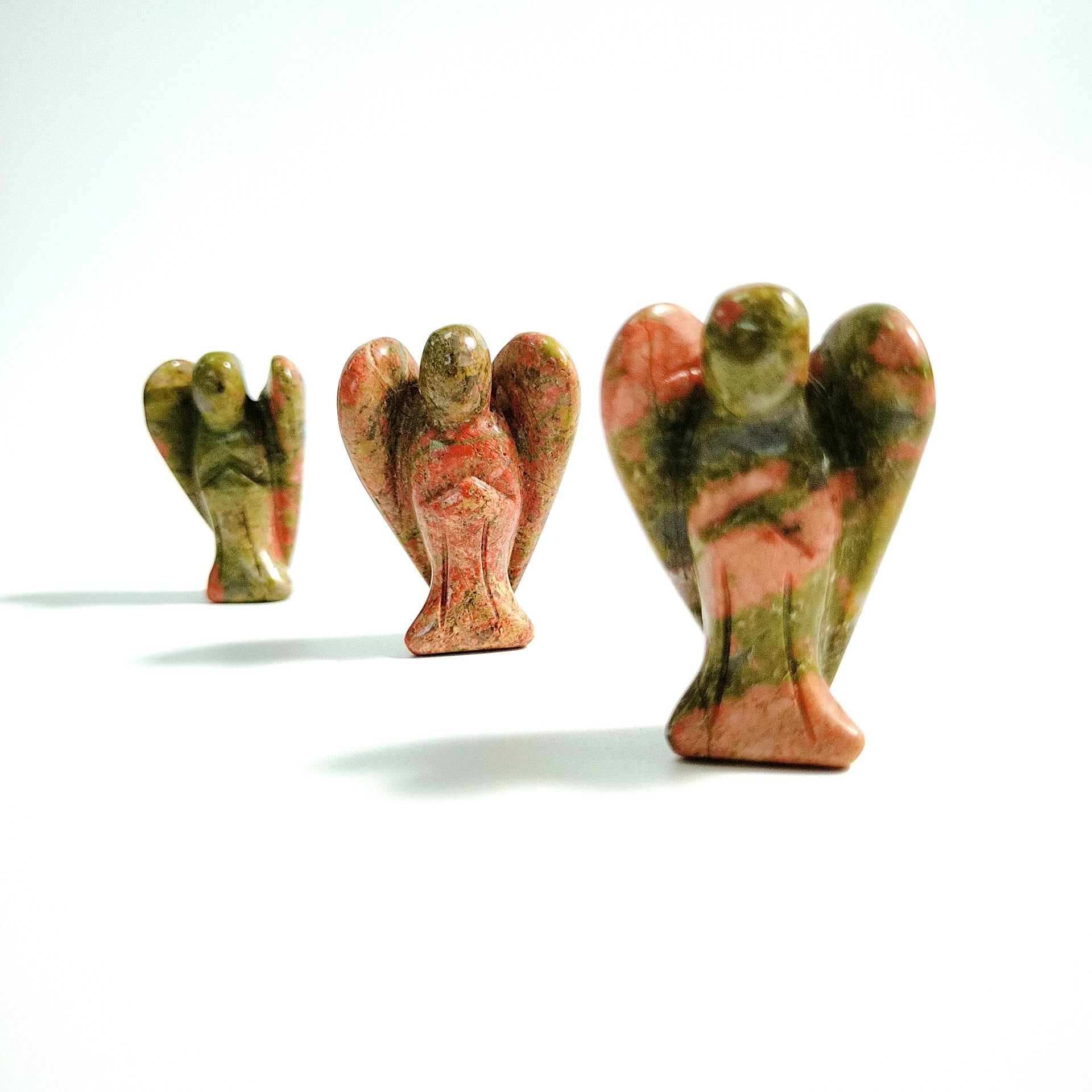 DIY Fast to Ship Gemstone Crystal Unakite Hand Carved Crystal Small Angels for Christmas Present