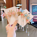 Wholesale 2 Pcs/Set Cardboard Package Chinese Style Headwear Set Butterfly and Tassel Hair Clip for Girls Kids Hair Accessories