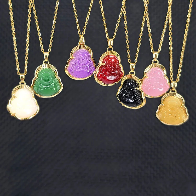 NN1138 Stainless Steel Chain Natural Stone Jade Buddha Necklace for Woman 2021