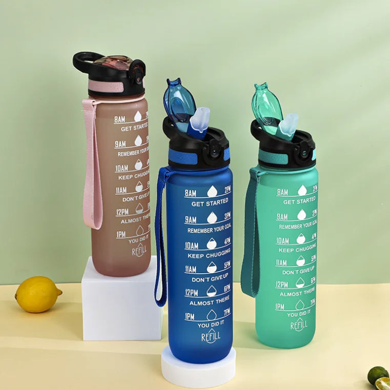 32oz 1L Tritan PCTG BPA Free Gym Gallon Outdoor Motivational Plastic Sport Water Bottle with Straw Time Marker Custom logo