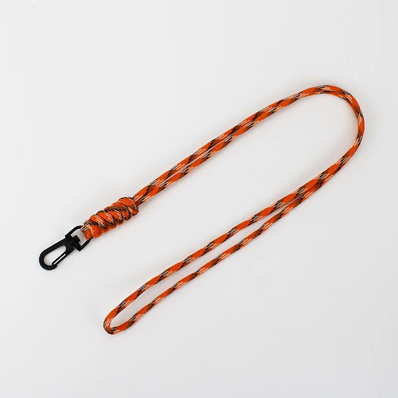 Wholesale Heavy-Duty Polyester Braided Paracord Neck Strap Woven Braided Carabiner Lanyards Parachute Necklace