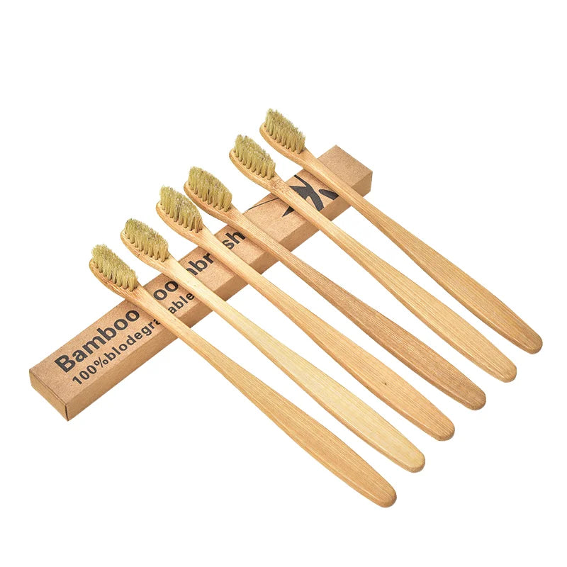 Biodegradable Bamboo Charcoal Toothbrushes Eco Friendly Color Bristle Wood Tooth Brushes Soft Bristles Toothbrush