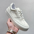 New Fashionable Genuine Leather Lace-up Thick Soled Small White Height Increasing Sports Casual Shoes for Spring Autumn Winter