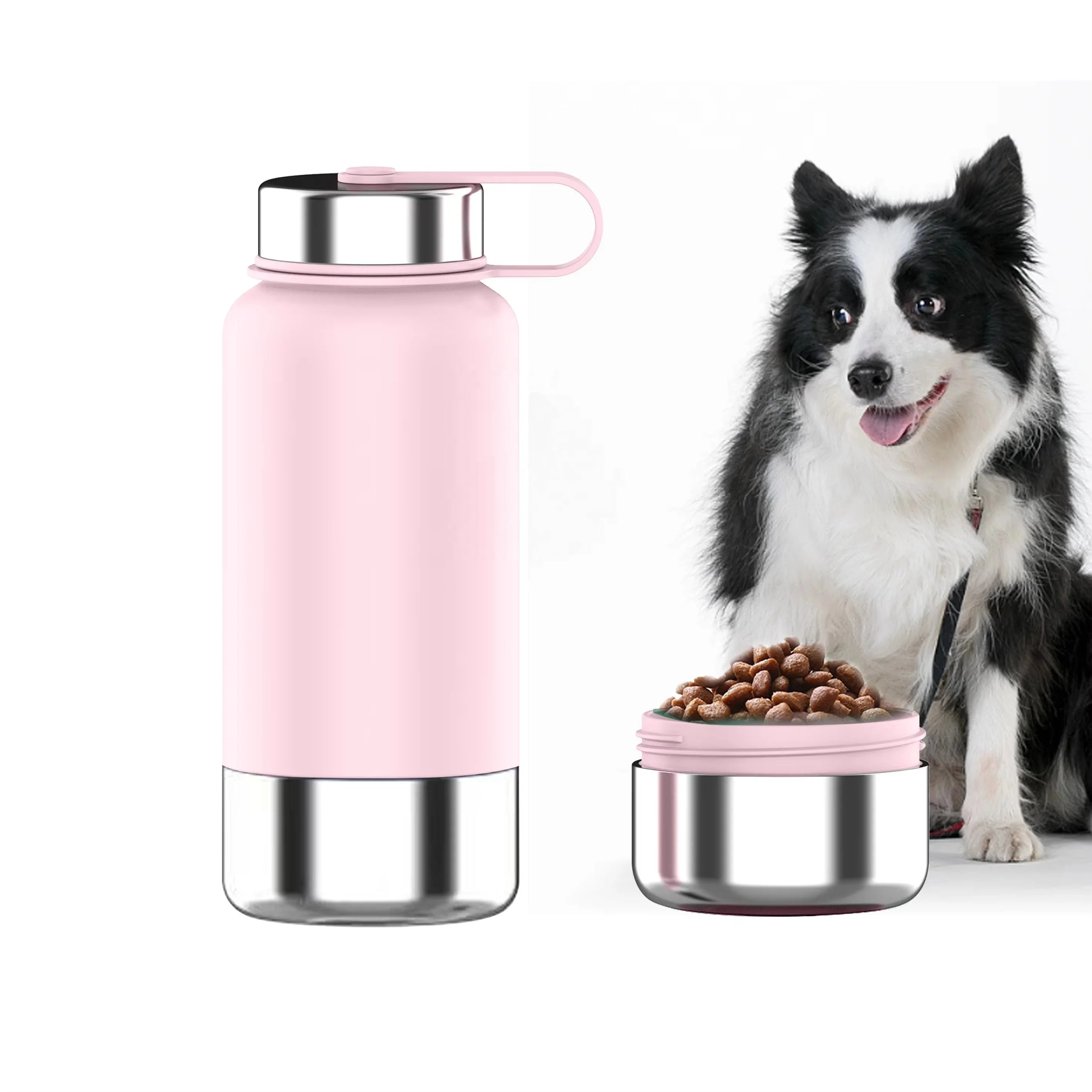 2026 Large 32oz Stainless Steel Portable Dog Water Bottle Rounded Outdoor Food Bowl Eco-Friendly Light Weight for Cats