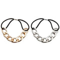 Korean Style Gold Metal Chain Hair Bands for Thick Hair Girls Simple Fashion Black Rubber Elastic Band Women Hair Rope