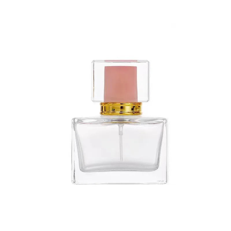 Wholesale Square Glass Perfume Bottles Color Caps Empty Pump Sprayer UV Coated Screen Printed for Skin Care Serum Oils Sample
