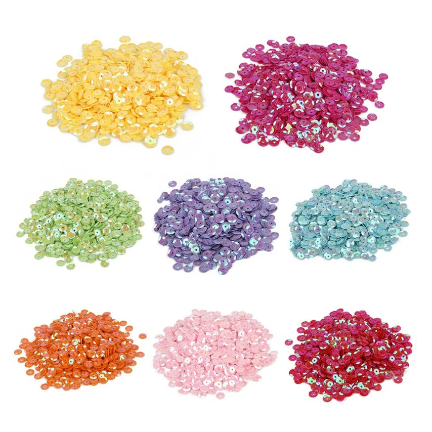 Sew on Round Shape PVC Loose Iridescence Sequins 6mm Colorful Curved Sequin Paillette for Garment Decoration