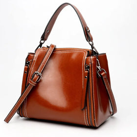 Luxury Genuine Leather Chain Crossbody Bag Women Vintage Contrast Color Shoulder Bag Designer Cowhide Leather Handbag