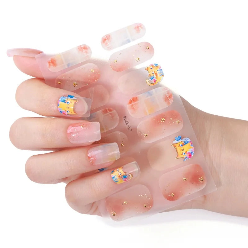 Wholesale Price Showyboo Designer French Style Full Nail Polish Stickers Luxury New Year Gel Nail Art Strips Wraps Eco-friendly