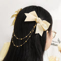 Retro Fabric Velvet Bow Hairpin for Women Girls Crystal Rhinestone Chain Tassel Hair Bows Clip Hairgrip Jewelry Hair Accessories