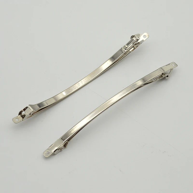 4.3mm*10cm Crimped Edges Metal French Barrettes With "Clip Paris"  Plain Snap Hair Clips Slim Bar Hairpins for Women