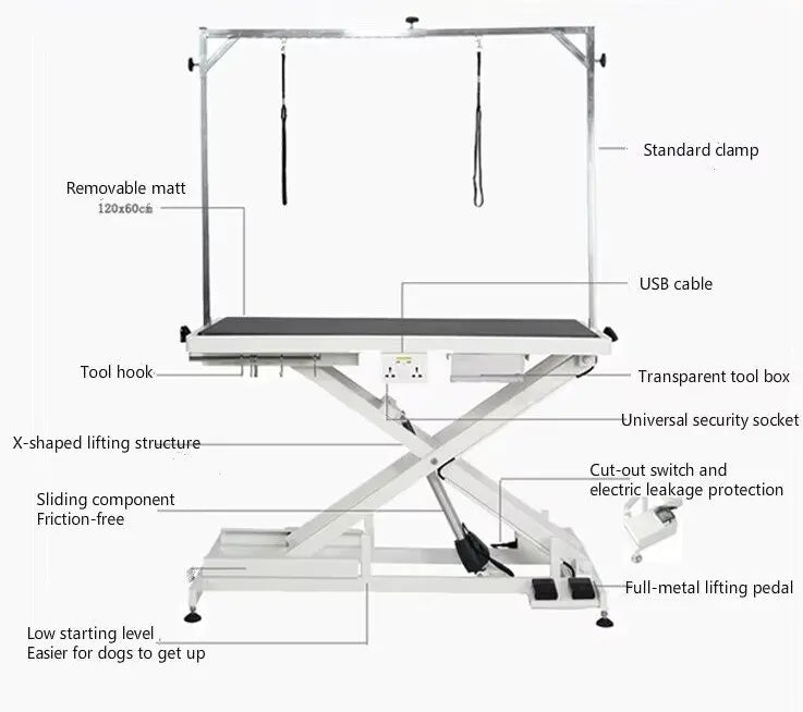 Electric Pet Table Grooming Pet Grooming Table extra Long Dog Grooming Drying Table With Adjustable Leveler Feet Added