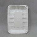 100% Biodegradable BPI Certified Disposable Rectangle Sugarcane Bagasse Fish Dish Food Tray White Gold Inlay Stylish Design