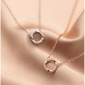 925 Sterling Silver Luxury Cubic Zirconia Round Circle Pendant Rose Gold Plated Chain CZ Necklaces Fashion Jewelry for Women