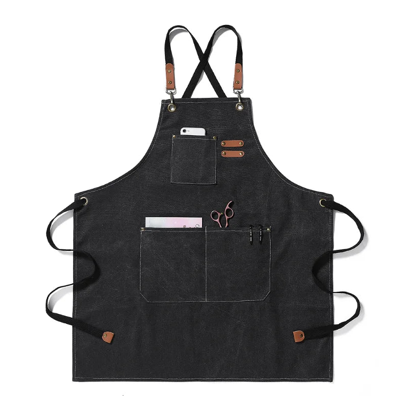 Adjustable Cool Canvas Bib Apron Chef Apron Water Resistant Thick Canvas Cross Back Adjustable Apron