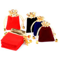 7X9cm Wholesale Jewelry Packing Pouch Small Gold Trim Drawstring Gift Velvet Bag