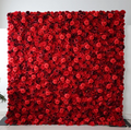 A-1158 Wedding 8ft Cloth Back Roll up Flower Wall Red Artificial Silk Peony Rose Flower Wall Backdrop Panel