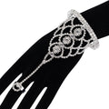 Luxury Skeleton Hand Ring Bracelet with Cuff Crystal Glass Rhinestone Wedding Accessories Fashion Charm Bracelets