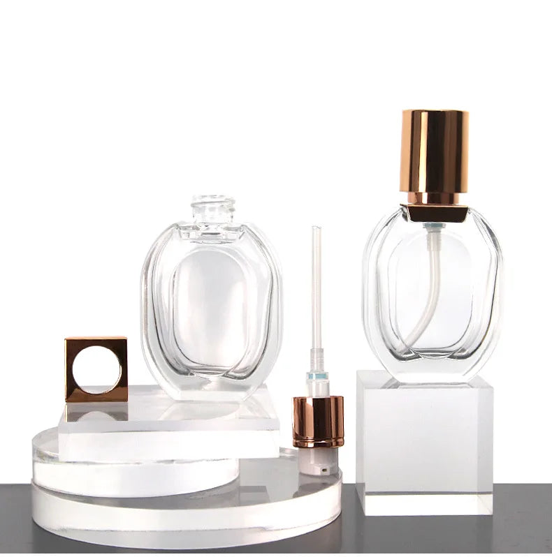Free Lead 30ml Flat Glass Shoulder Bottle for Cosmetic Skin Care Custom Logo Liquid Foundation Lotion Essential Oil Bottle