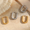 New Arrival Gold Silver Plated Stainless Steel Hoop Jewelry Cast Wheat Rectangle Earrings for Women