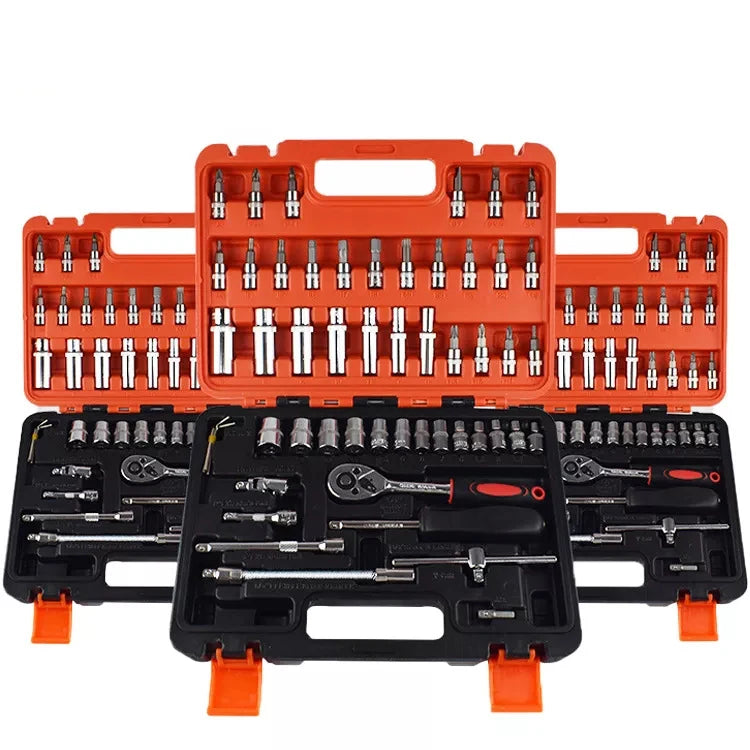 24t S2 Set of 53pcs Professional Hand Mechanic Socket Wrench Tool Set 53 in 1 Repair Tool for Carsmotorcycles and Bicycles