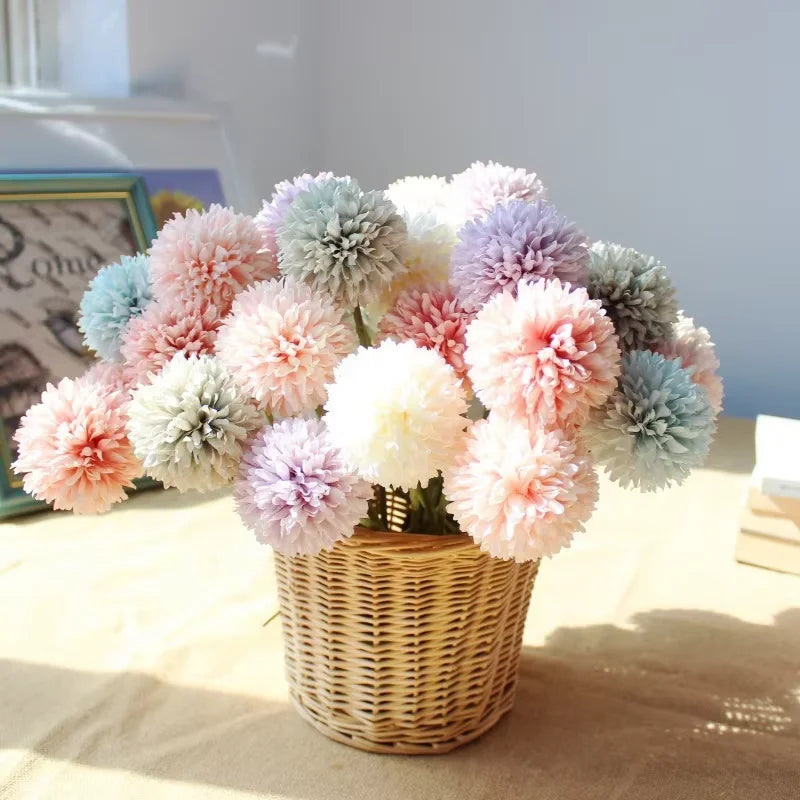 Home Decoration Wedding Ball Chrysanthemum Artificial Flower Ping-pong Chrysanthemum Dandelion Flower