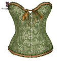 Plus Size 6XL Green Women Groom Overbust  Drawstring Boned Waist Training Corset Bustier Lace Bodysuit Lingerie Wedding Dress