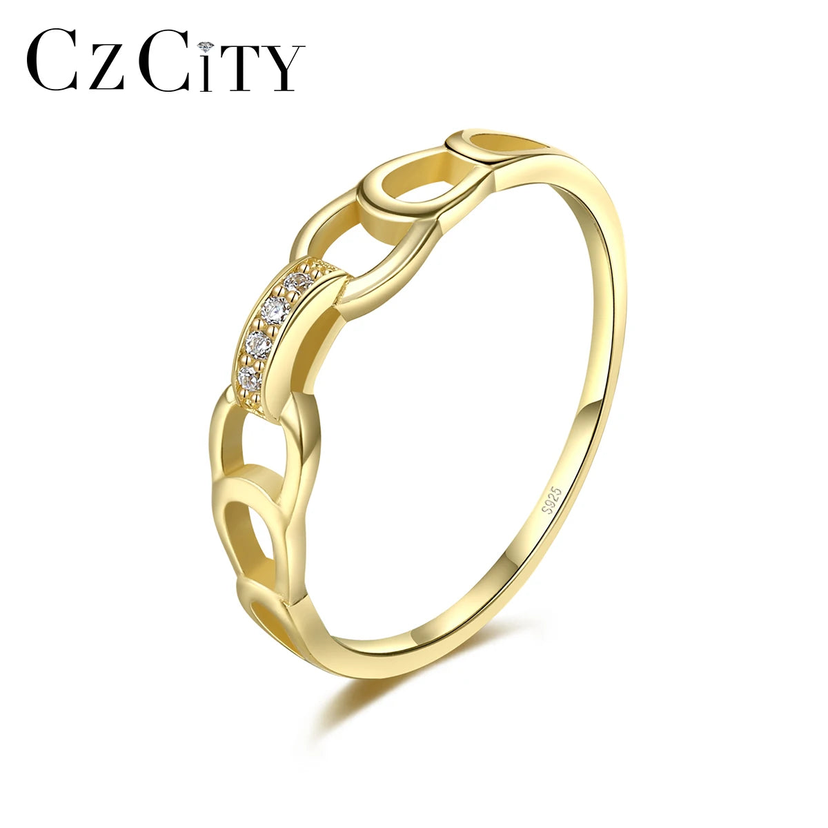 Fashion Wholesale 925 Silver Gold Plated Link Stacking Rings Jewelry 2026 New Design for Women