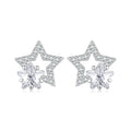 925 Sterling Silver Heart Star Series Earrings Ear Clip Plated Platinum Earrings Set for Women Fashion Jewelry