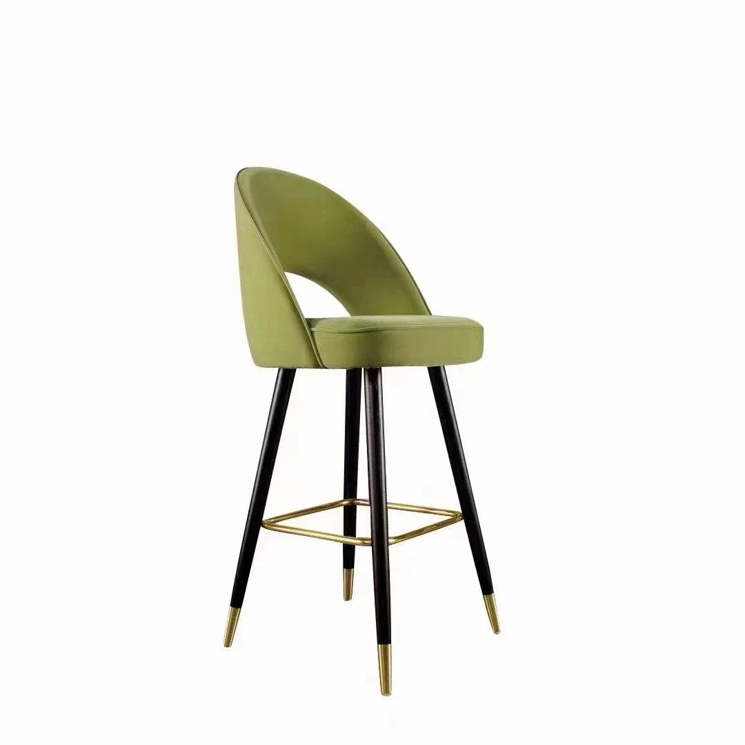 Luxury Nordic Velvet Bar Stool Modern Swivel Adjustable  Metal High Counter Bar Stool Chairs