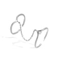 Personality Two Linked Rings S925 Silver Double Ring Chain Sterling Silver Adjustable Rings for Girlfriend