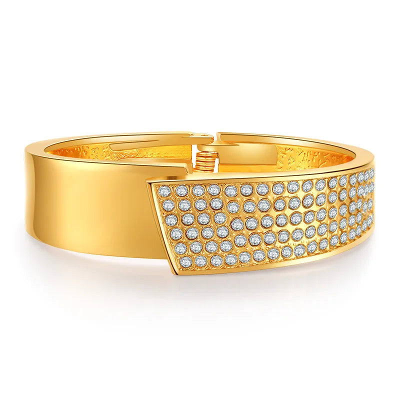DHJ60448 New Design European and American Gold Plated Minimalist Fashion Geometry Luxury Rhinestone Bangle