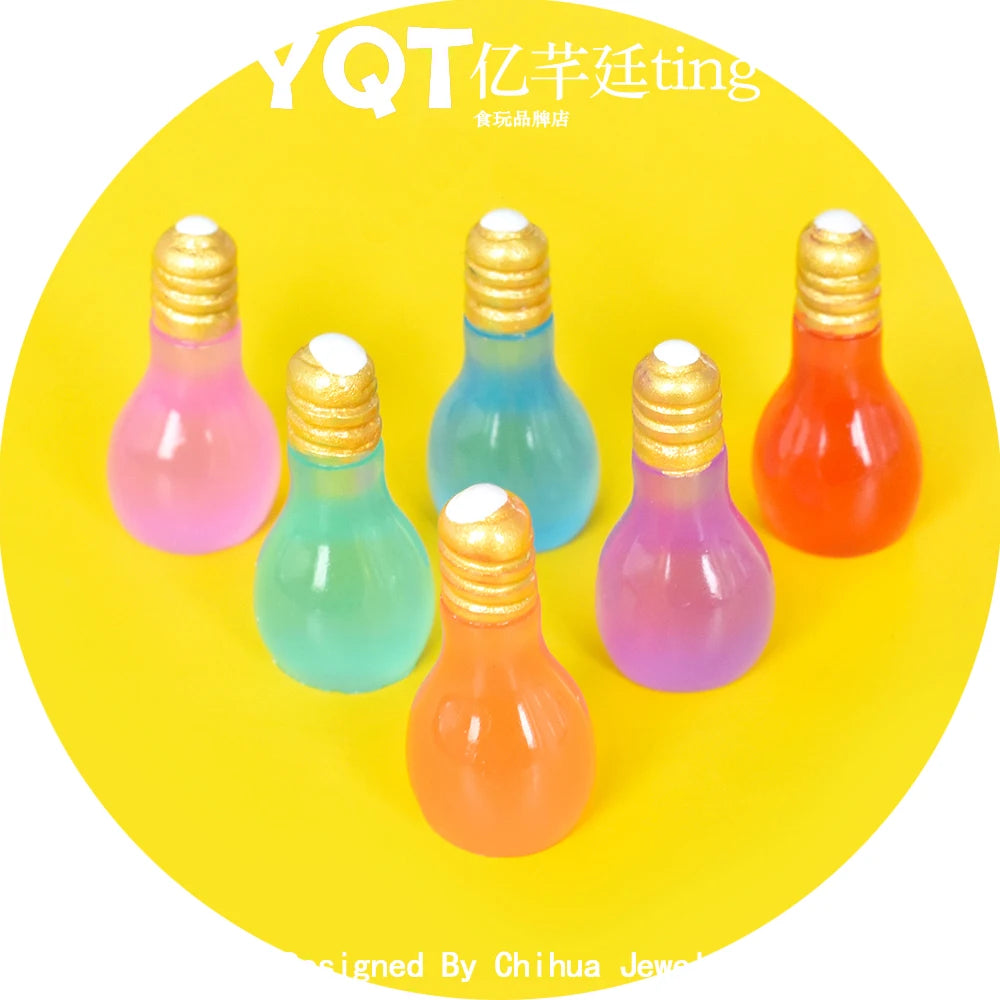 Hot Sale Transparent Colored Luminous Effect 3D Light Bulb Resin Charm for Diy Erring Accessories Miniature Decoration
