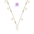 925 Sterling Silver & 14K Solid Gold Plated Chain Jewelry Tiny Stars Pendant Star Necklace with Zircon Gift for Women Girls