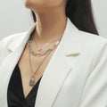 Vintage LOCK HEART Steel Chain Pendant Necklace 3pcs/set SS006