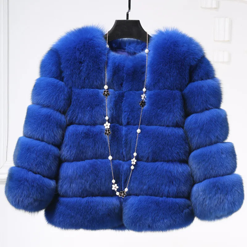 Wholesale Custom Real Fox Fur Jacket Latest Fox Fur Coats Winter Luxury Women Fur Coats