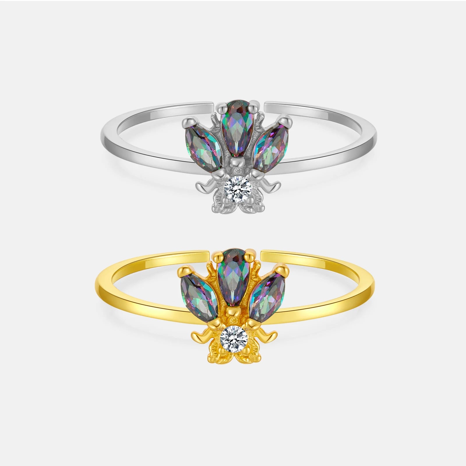 FUAMAY Hop 925 Sterling Silver Casual Rings for Ladies 18k Gold Plated Bee Jewelry Ring Honey Bee Ring