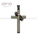 Wholesales Personalized Design Advanced Texture Stainless Steel Black Cross Ring Pendant Necklaces for Men