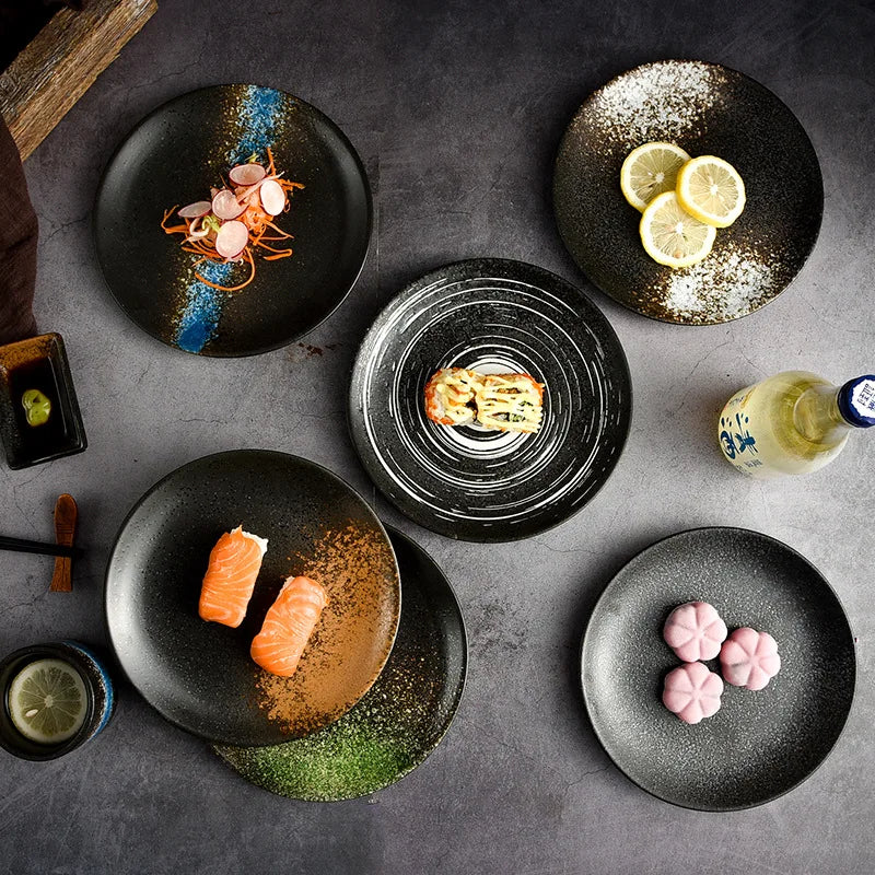 Japanese 6 /8 /10 Inch Creative Household Fruit Ceramic Tableware Hotel Restaurant Steak Round Plate