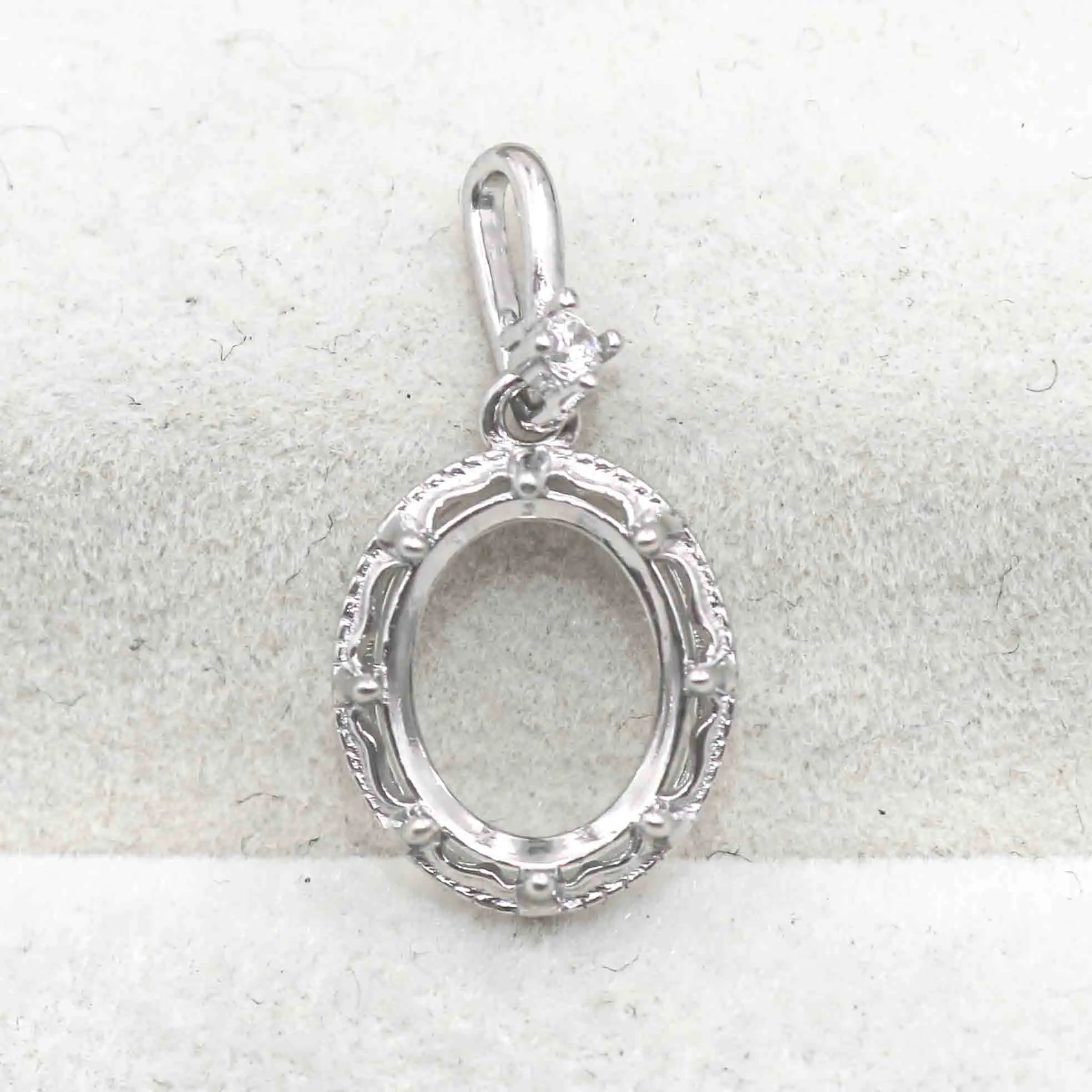 Sterling Silver 6*8/7*9/8*10/10*12/10*14mm Semi Mount Pendant Empty Frame Blank Setting S925 Without Center Stone for DIY Inlay