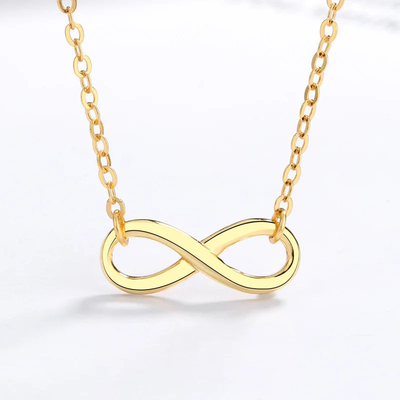 Fashion Minimalist Jewelry 925 Sterling Silver Simple Figure Number Eight Pendant Gold Plated Necklaces for Women