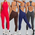 NEW Contrast With Zipper Yoga Jumpsuits Workout Running Clothes Sportswear Gym Fitness Ribbed V Waist Leggings MegaBDM