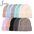 Jxwatcher Blank Sold Knitted Winter Hats Female Cuffed Ski Skully Custom Logo Women Cashmere Wool Knit Luxury Ribbed Beanie Cap